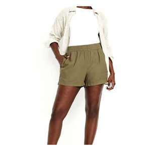 Old Navy Relaxed Fit Olive Green Linen Blend Cuffed Shorts 4X Plus NWT
